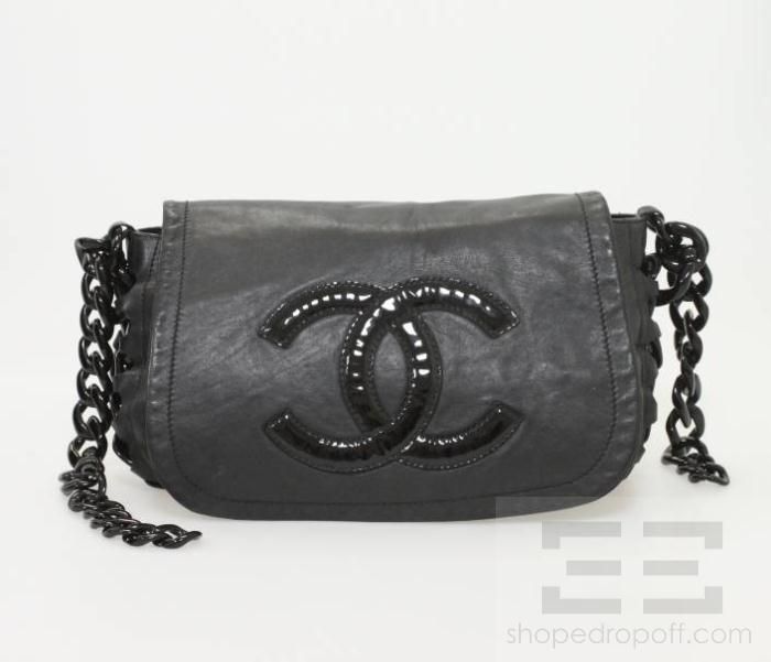   Leather & Patent Monogram Modern Chunky Chain Flap Handbag  