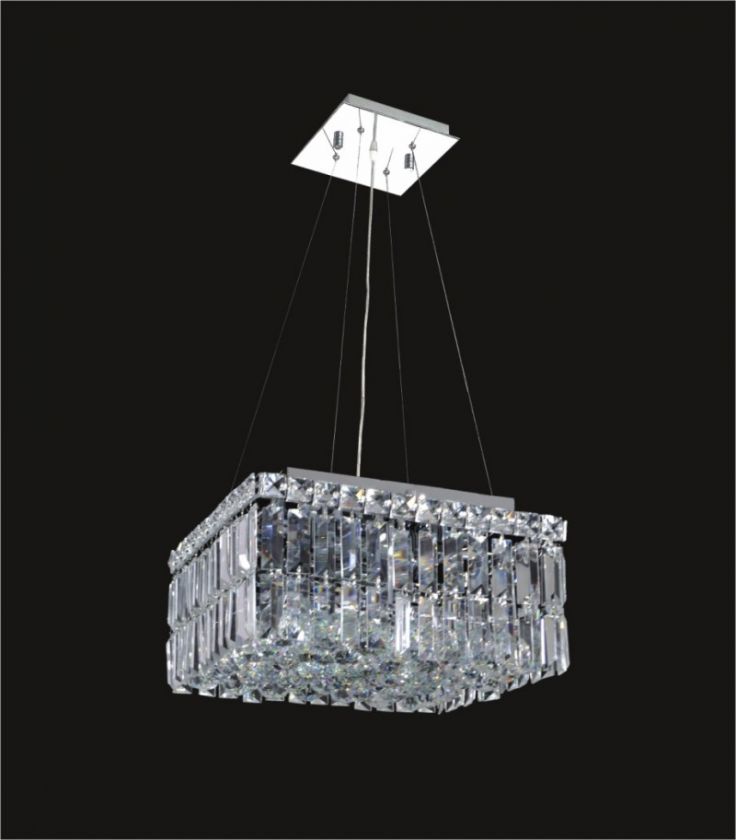 12 Cascade Square Hanging Chandelier Crystal Light Fixture w Hanging 