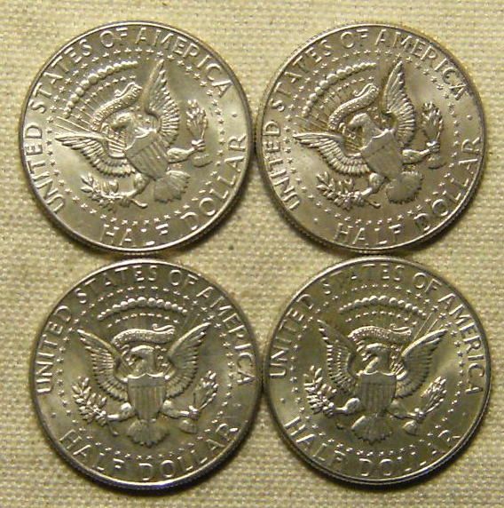 Four (4) Kennedy 1964 Silver Half Dollars US 50 Cent Coins  