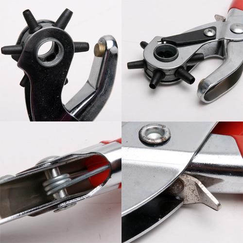 NEW REVOLVING LEATHER PUNCH WATCH BELT HOLE PUNCH RED  