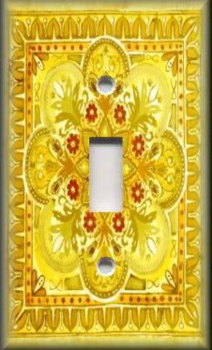 Light Switch Plate Cover   Italian Tile Pattern   Fiore   Sunflower 