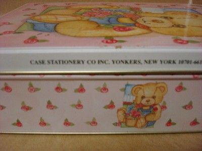 Teddy Bear Case Stationery Co INC Tin Box Very Pretty  