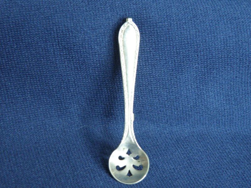 Vintage ALUMINUM Slotted Spoon Ladle LAPEL PIN 2.5 Inch  