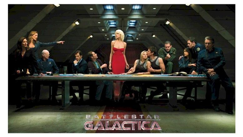 TV POSTER ~ BATTLESTAR GALACTICA LAST SUPPER CAST  