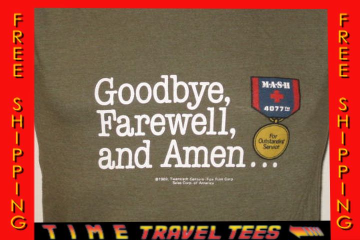 vintage 80s MASH 4077TH ARMY GOODBYE FAREWELL AMEN T Shirt XS tv 