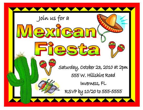 20 PERSONALIZED MEXICAN FIESTA INVITATIONS  