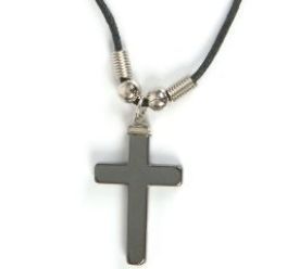 Hematite Cross Necklace   Unisex   *NIP* WWJD Christian  