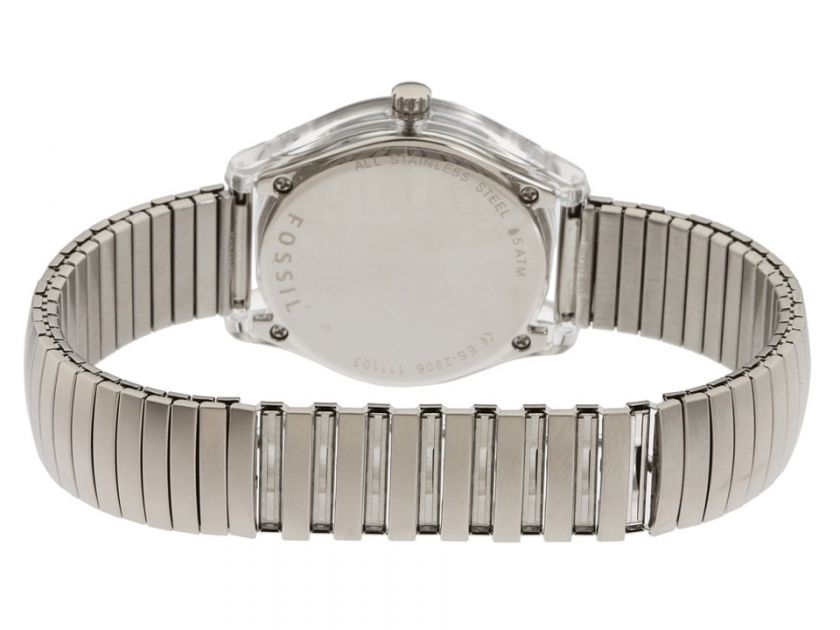 NEW Ladies Fossil Silver Expansion Stretch Watch ES2906  