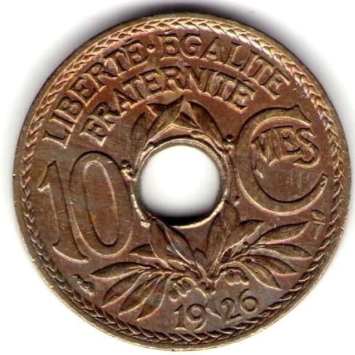 FRANCE COIN 10 CENTIMES 1926 AU +  