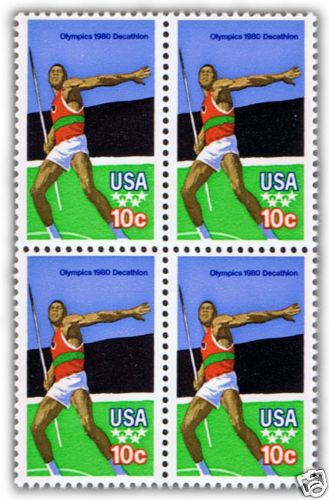 1980 Olympics Decathlon on Mint U.S. Postage Stamps  