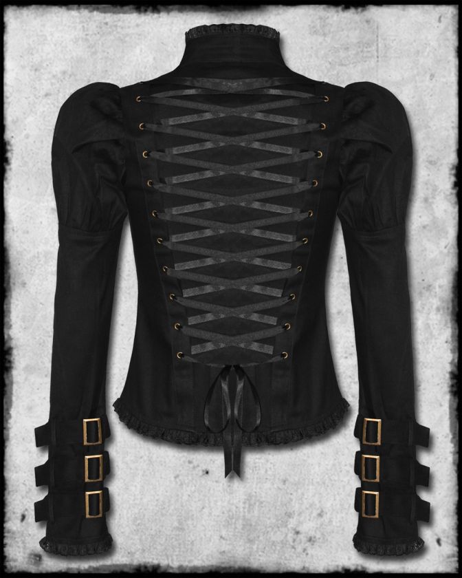 BLACK COPPER STEAMPUNK GOTH VICTORIAN LADIES JACKET SZ  