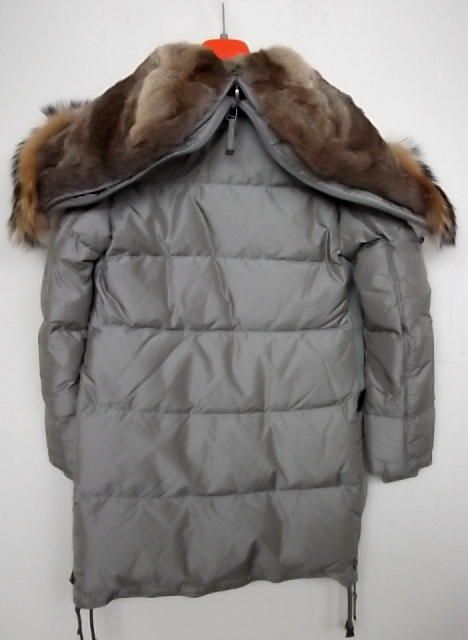 PARAJUMPERS LONG BEAR DOWN COAT JACKET AUTHENTIC FUR GREY 510 WOMENS M 