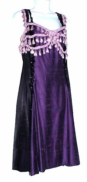 WESTERN FRONTIER DANCE HALL SALOON TASSELED SATIN DRESS  