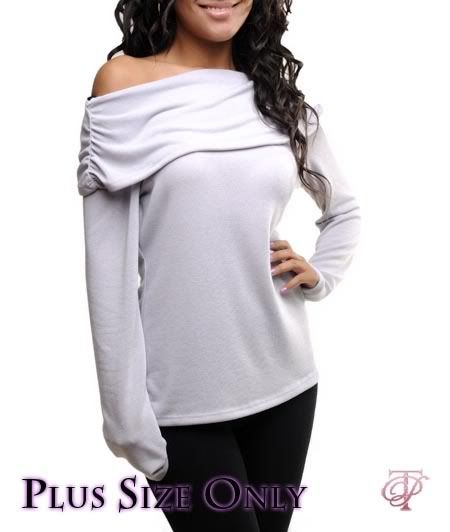 New Large Collar ON or OFF Shoulder PLUS SIZE Top 1X/2X/3X 5 Colors 