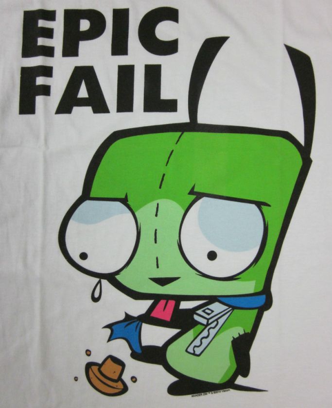 Mens Wht Invader Zim Sad Gir Epic Fail Cry T Shirt Tee  