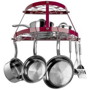 NEW* 2 Shelf Wall Mount Red Kitchen Pot Pan Rack Holder Kitchen 