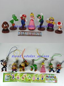 Nintendo Super mario bros 7 figure + mario m/strap B6p  