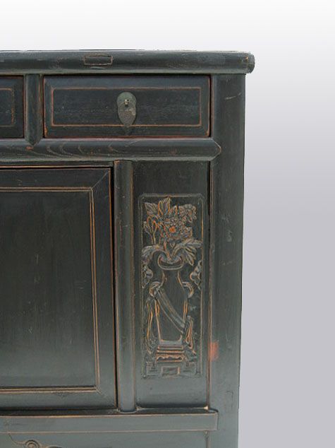 Black Chinese Antique Wood Cabinet Chest Cupboard W 001  