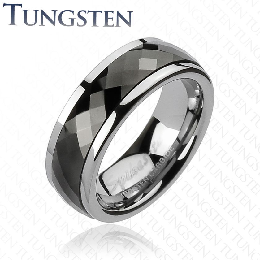   Carbide Black IP Multi Faceted Prism Cut Spinner men ring wedding band