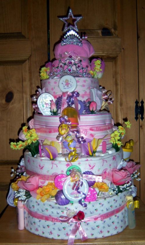   Shower 5 Tier Diaper Cake, Safari, Princess, Winnie The Pooh, BONUS