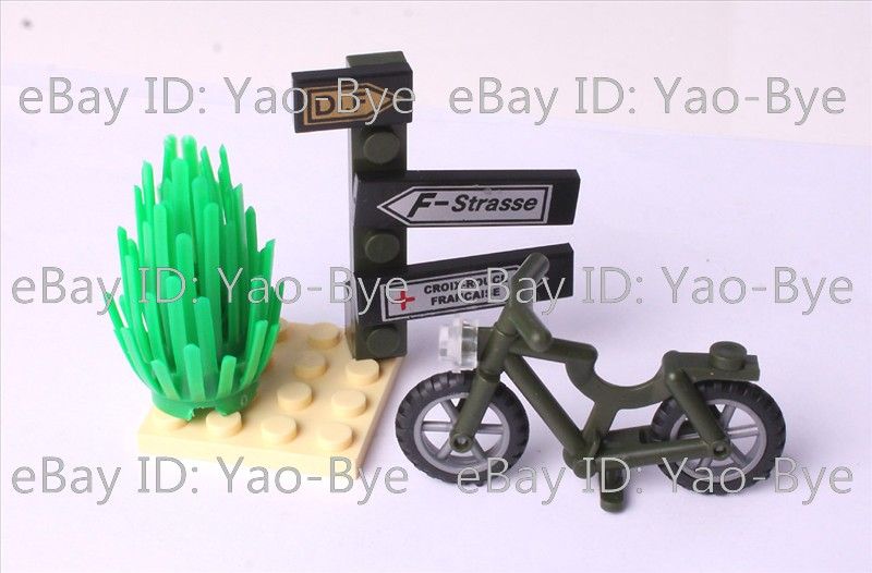 World War II spy with Bicycle and Revolver model building toys 