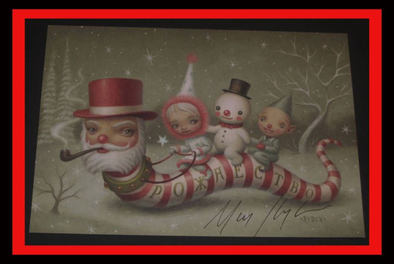 MARK RYDEN Signed SANTA WORM SNOWMAN ELF PRINT LOWBROW ART CHRISTMAS 